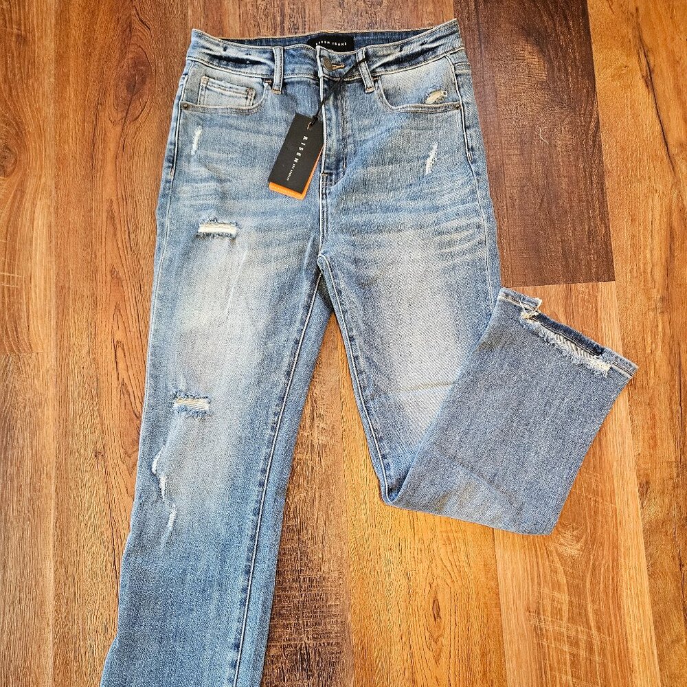 Risen Vintage Wash Straight Leg Jeans